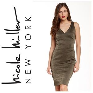 🔥Sexy Nicole Miller Metallic Gold Dress🔥